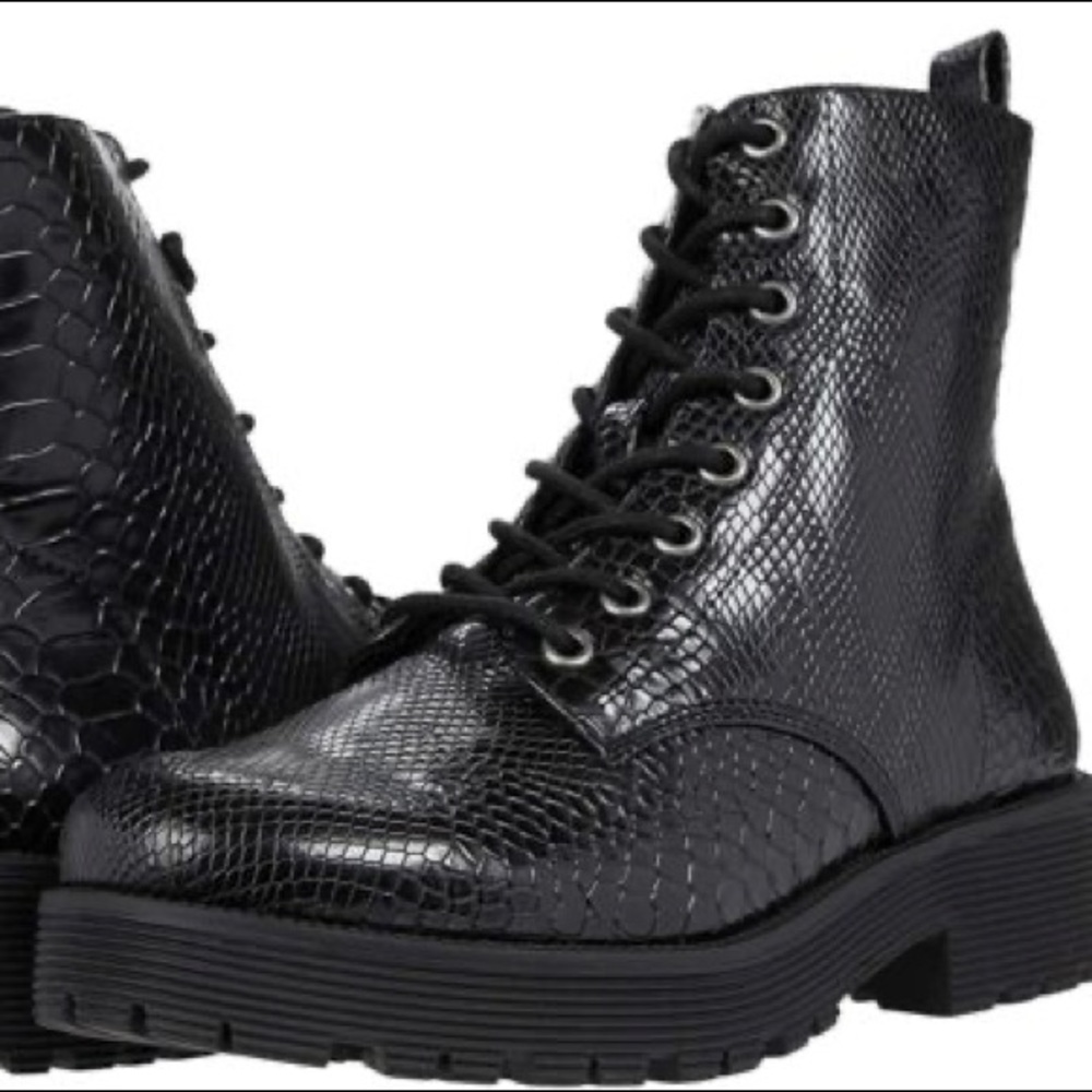 Anthropologie Black snakeskin boots